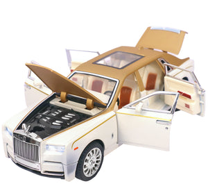 Toyshine 1:24 Scale Rolls-Royce Alloy Car Metal Die Cast, Opening Doors, Vehicle Toy Car with Sound and Light for Kids Boy Girl Gift - Yellow