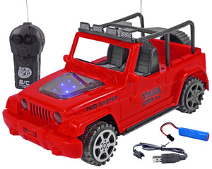 Toyshine 1:18 RC Scale Remote Control Rechargeable Wireless Toy Jeep with Lights for Kids Endless Childhood Fun Birthday Party Gift Return Gift -Red