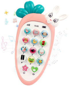 Toyshine Interactive Musical Baby Phone Toy for Kids | 14 Buttons and Functions Musical Melodies Animal Sounds and Number Learning for 4 + Ages - Pink