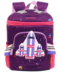 Toyshine 10" Space Shuttle Backpack for Kids Girls Boys Cute Toddler Backpack Preschool Nursery Travel Bag - Purple