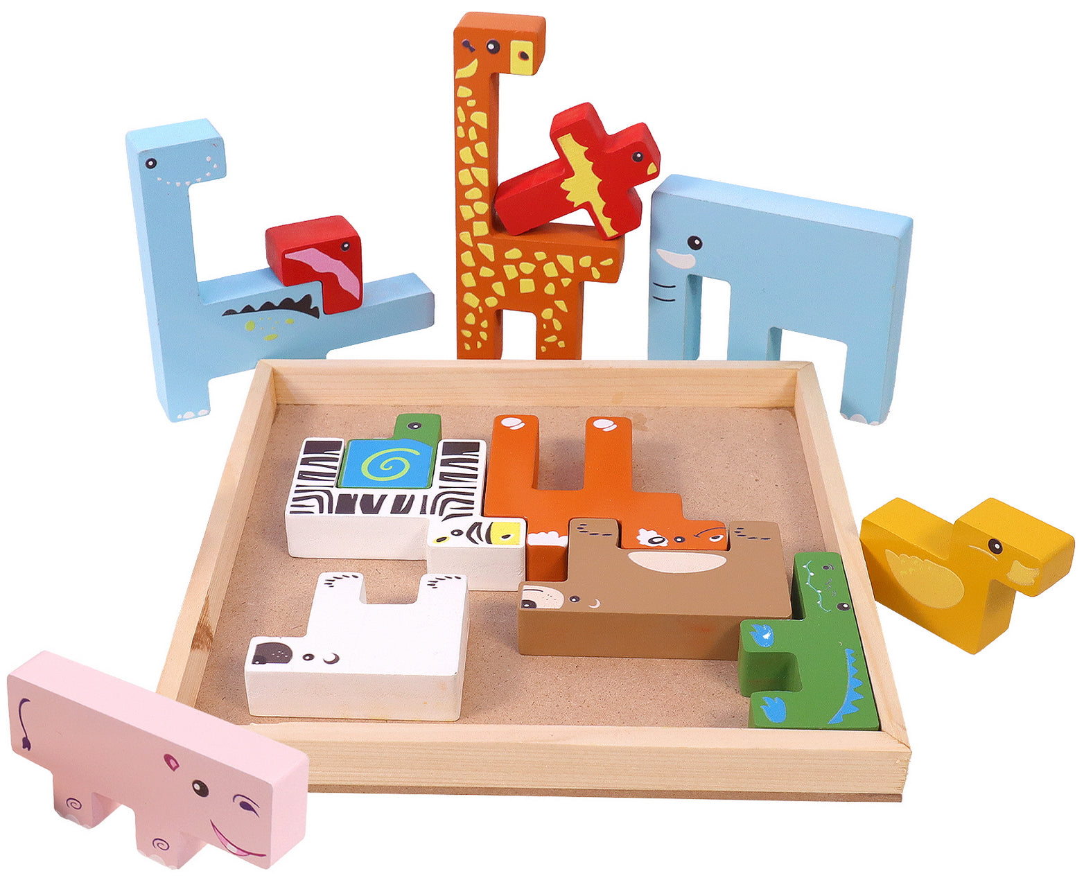 Creative Wooden Animal Building Blocks Puzzle Set for Kids