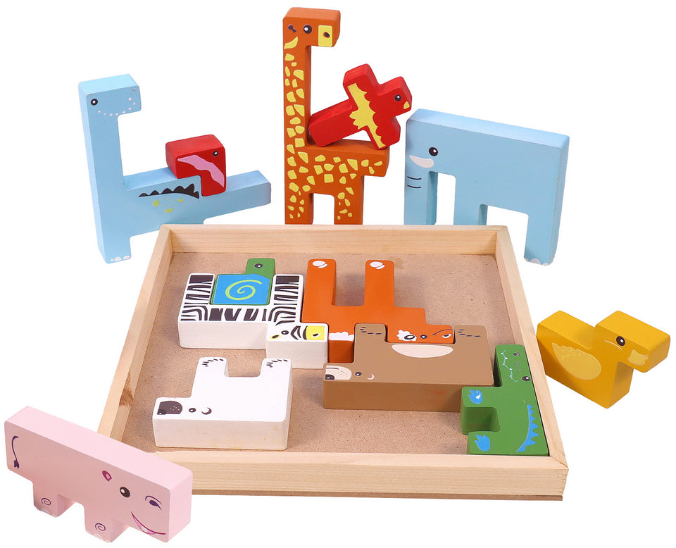 Toyshine Wooden Animal Creative Building Blocks Puzzle, Children’s Building Blocks , Three-Dimensional Puzzle for Kids