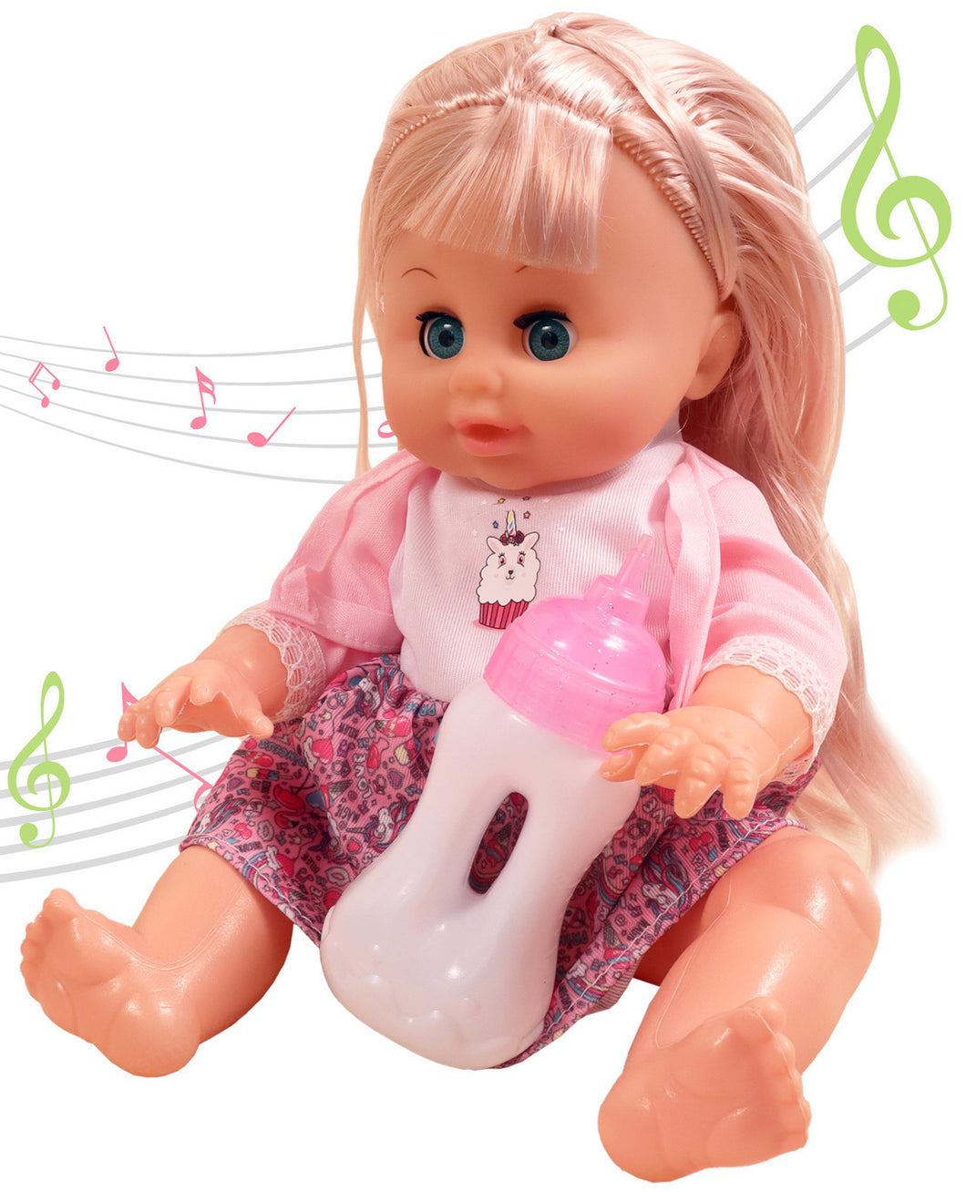 Toyshine 13 inches Musical Interactive Baby Doll Adorable and Realistic Look Baby Doll with Feeding Bottle for Ages 3 and up