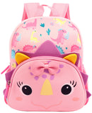 Toyshine 12" Cute Baby Dino Face Backpack for Kids Girls Boys Toddler Backpack Preschool Nursery Travel Bag,Mini Size - Pink