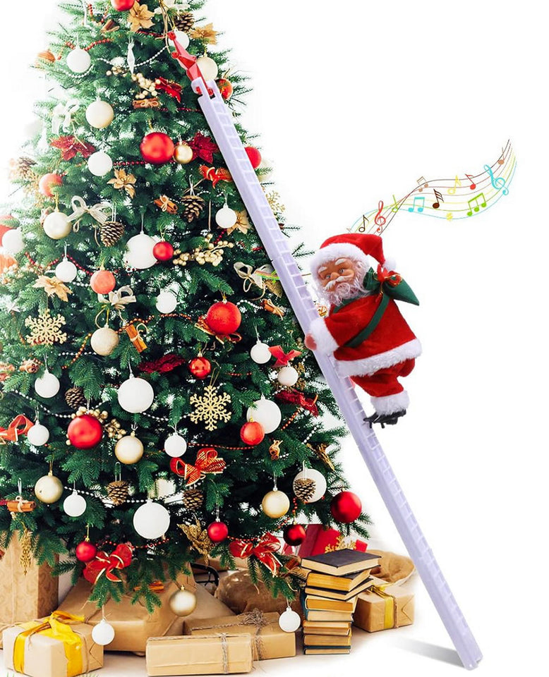 Toyshine Santa Climbing Ladder Christmas Decoration Electric Santa Claus Climbing Rope Ladder, Christmas Super Climbing Santa Plush Doll Toy for Christmas Tree Ornament