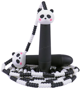 Toyshine Adjustable Length Tangle-Free Segmented Pvc Soft Beaded 2.6M Fitness Jump Rope for Outdoor Fun Activity Exercise kids Fitness - Black Panda