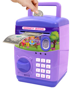 Toyshine Money Safe Kids with Finger Print Sensor Piggy Savings Bank with Electronic Lock, Purple
