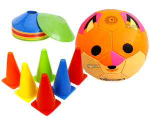 Toyshine Sports Combo - Fox Football, 3 pc (6 Inches) Stacking Cones, 6 Pc Space Markers (SSTP)