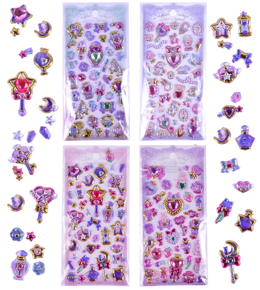 Toyshine 4 Sheets Self-Adhesive Craft Jewels and Gems Rhinestones Sticker for Kids Room Scrapbooking Notebook Project Practicles Decoration and Fun Birthday Gift Party Supplies Reward -Multi