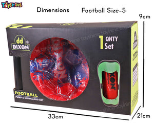 Toyshine Dixon 4 in 1 Football Combo Set Toy Gift for Kids | 1 Football, 1 Pair Shin Guard, 1 Pump| Birthday Gift for Boys Girls Toddler 4-10 Year Old - Red