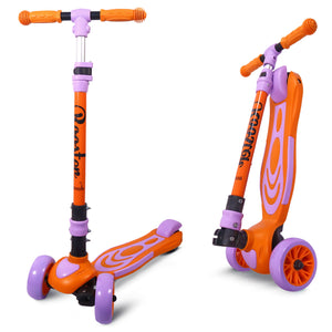 Toyshine 3 Wheel Rooster Runner Scooter with Anti Slip ABS Base Aluminium Structure Height Adjustable Handlebar Max Load 45kg for Boys and Girls Ages 4 and Above - Orange