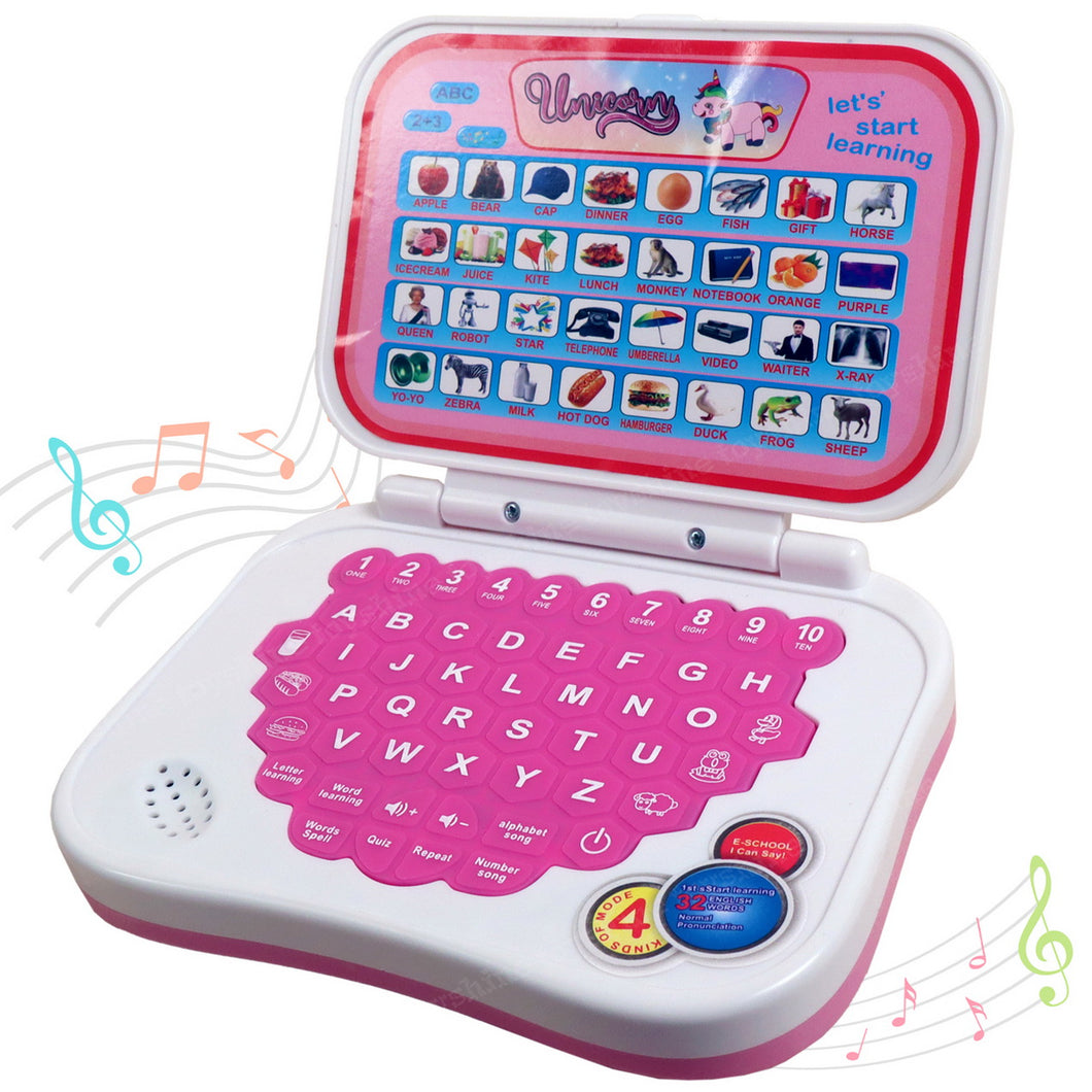 Toyshine Multifunction Contents Learning Kids Laptop Montessori Toy Child Education Game Fun and Learn Activity Children's Laptop - Pink