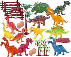 Toyshine Pack of 23 Big Size Soft Wild Animal Dinosaur Rubber Play Toy for Kids Baby 3 4 5 6 7 Year Old, Non Toxic
