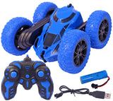 Toyshine Stunt Racing RC Car 4WD Remote Control Car 360 Degree Flips Double Sided Walking Rotating Stunt Car Electric Rechargeable Off Road - Blue