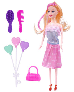 Toyshine Beautiful Dazzling Doll with Moveable Arms and Fashion Accessory Pretend Play Toy for Kids 3+ Years