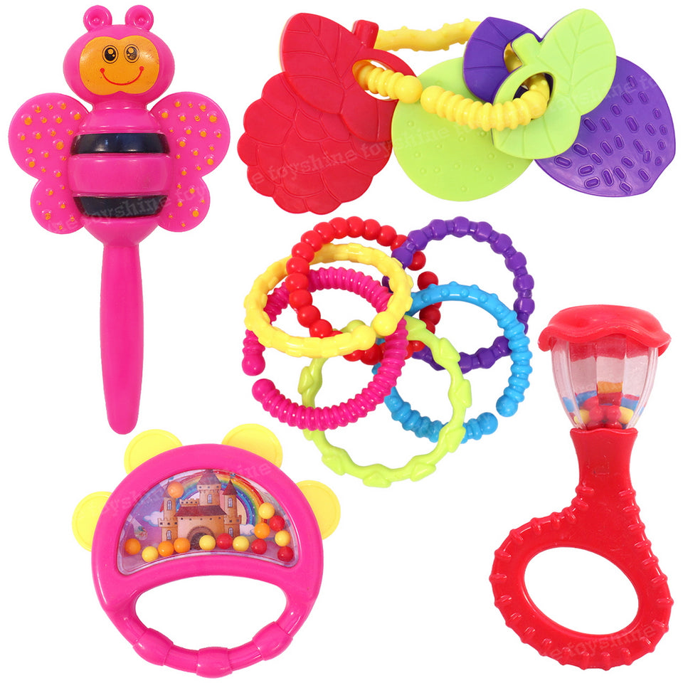 Toyshine Pack of 5 Rattle Set for New Born Babies, Toy for Babies