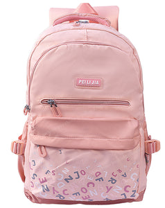 Toyshine Alphabets High School College Backpacks for Teen Girls Boys Lightweight Bag-Pink