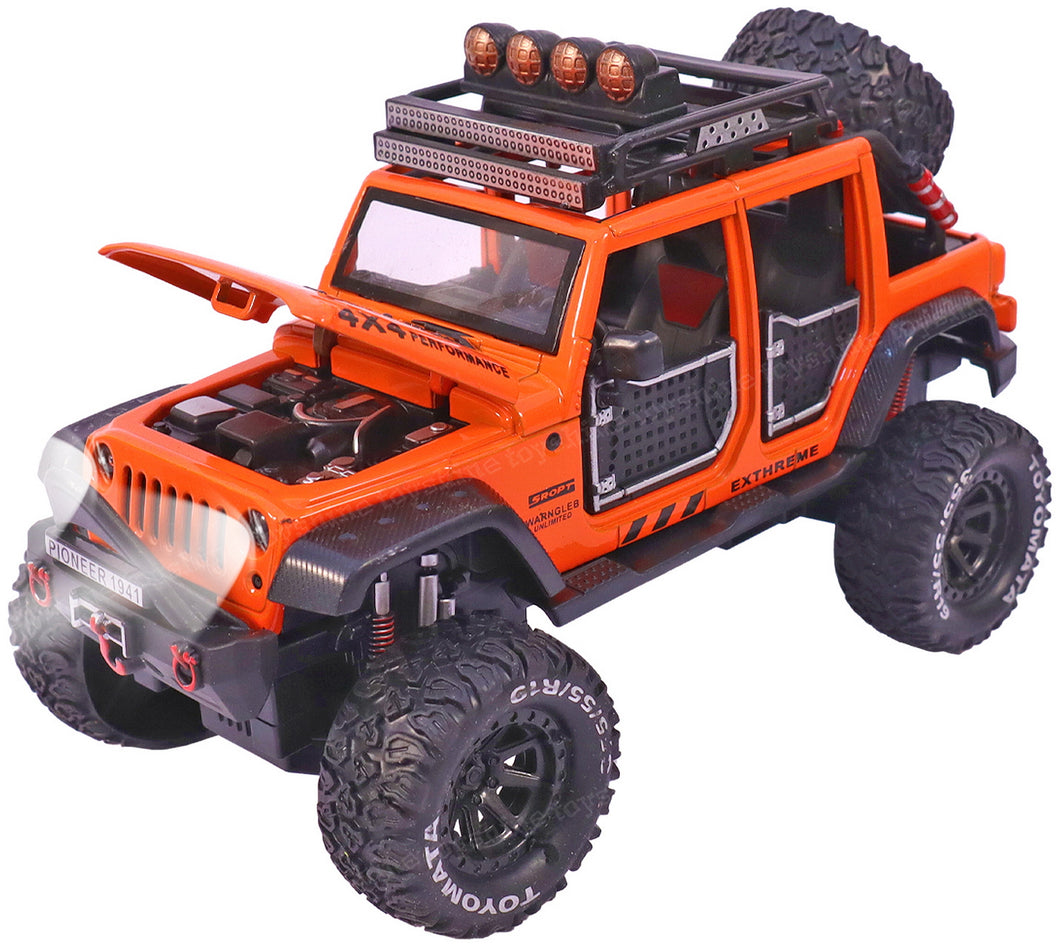 Toyshine 1:24 4WD Off Road Die Cast, Opening Doors, Vehicle Toy Car, Music and Lights - Orange