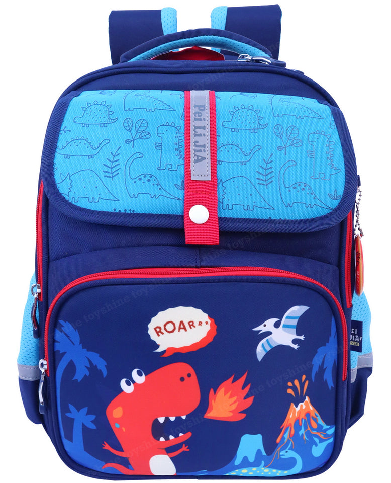 Toyshine Blue Dino High School College Backpacks 16 inches for Teen Girls Boys Lightweight Bag- Blue