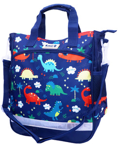 Toyshine Dinosaur Print Shopping HandBag for Kids, Suitable for Tuition, Lunch bag, Fancy, Picnic, Party Bags Girls Boys Cute Toddler Travel Bag with Handle Strap, Waterproof Bag - Blue