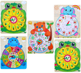 Toyshine 5 pc Time Learning Cute Animal Shaped Wooden Clock for Kids with Moveable Hands