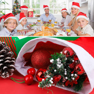 Toyshine 12 Pc Santa caps Red Hat Short Plush with White Cuffs Non-Woven Fabric Christmas Hat Santa Hat for Adults (red)