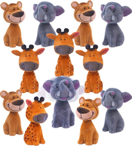 Toyshine Pack of 12 Amazing Bobblehead Giraffe, Elephant, and Lion with Auto Dashboard Adhesive | Return Gift, Birthday Gifts