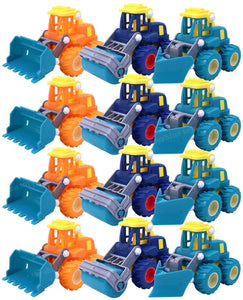 Toyshine Pack of 12 Realistic Truck Construction Miniature Toy Road with Moving Parts Actions, Friction Powered