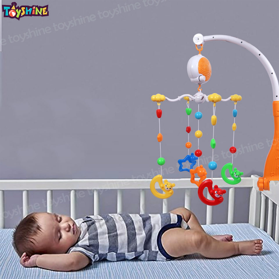 Toyshine Bed Ring Cot Mobile with Music, Lights, and Planet Projection - Perfect Baby Musical Crib Mobile with Rotating Rattles and Hanging Toys