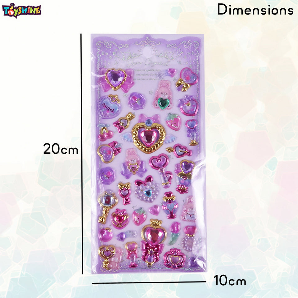 Toyshine 4 Sheets Self-Adhesive Craft Jewels and Gems Rhinestones Sticker for Kids Room Scrapbooking Notebook Project Practicles Decoration and Fun Birthday Gift Party Supplies Reward -Multi