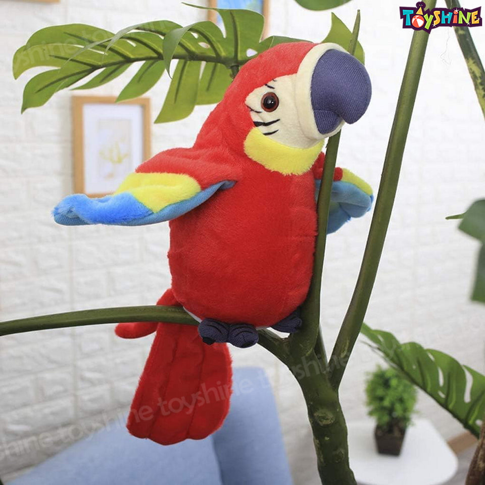 Toyshine Talking Macaw Parrot Repeat What You Say Stuffed Animal Plush Toy Electronic Record Animated Bird Shake Wings Speaking Parrot Pet Toy for Kids Boys Girls Christmas Birthday Gift