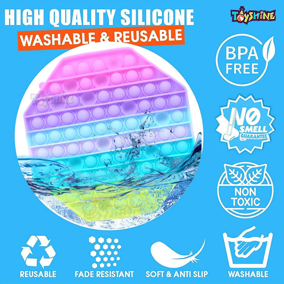 Toyshine Pack of 1- Big Octagon 82 Bubbles Pop it Popping Sounds Toy, Push Bubbles for Autism Stress Reliever, Sensory Pop It Toy- Purple Mulitcolor