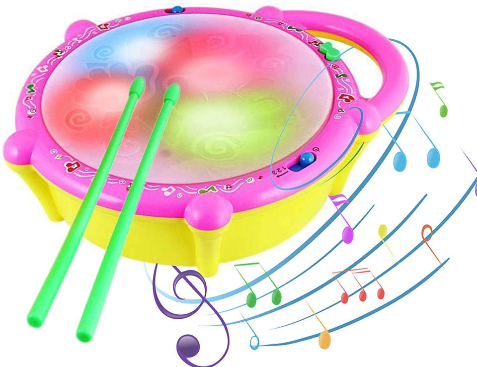 Toyshine Flash Drum with 3D Lights, Music Baby Toy for 2 3 4 Year Kid Boy Girl