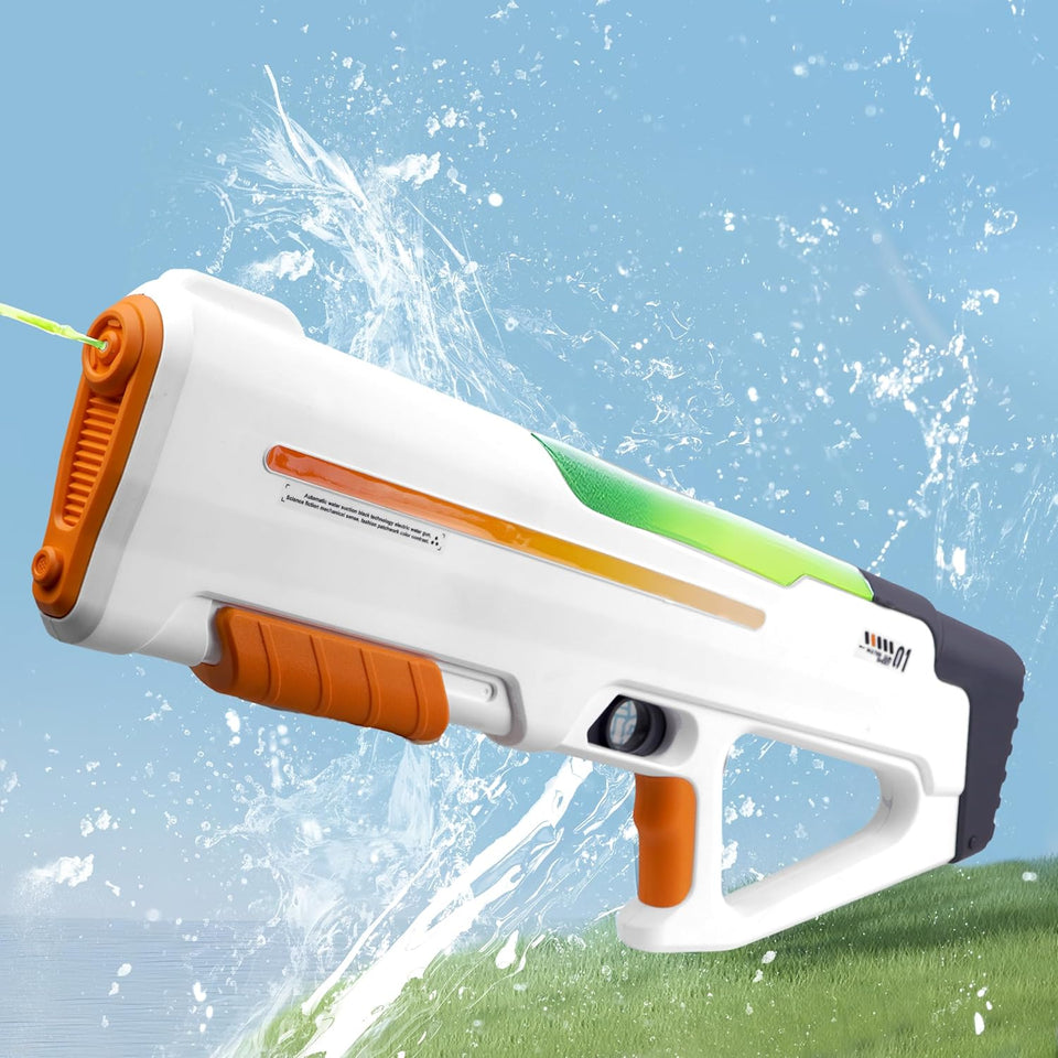 Toyshine Electric Water Holi Gun Toy with 25-32Ft Range | Self-Filling | Lights | 500mah Rechargeable Powerful Battery 600ml Tank Capacity High Pressure Mechanism for Kids Outdoor Water Fun, Orange