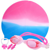 Toyshine Swimming Combo Kit for kids- 1 pc swim cap, 1 Anti Fog Goggles with ear plugs (Pink Combo)