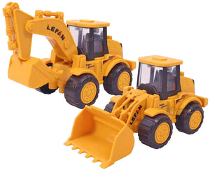 Toyshine Pack of 2 Realistic Crane Truck Construction Miniature Toy Road with Moving Parts Actions, Friction Powered - D
