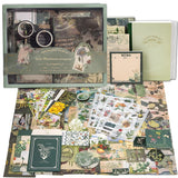 Toyshine Green Field Scrapbooking Vintage Collection - Gift Box Set of 125pcs Aesthetic Journaling Kit, Scrapbook Kit with Stickers, Washi Tapes, Art Craft Gift for Kids Boys Girls Teens - Green