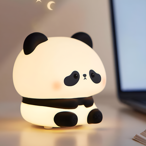 Toyshine Sad Panda Night Light Squishy Silicone 3-Level Dimmable LED Rechargeable Touch Lamp with Timer Function for Bedroom & Office