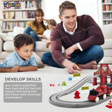 Toyshine 40 Pc DIY Battery Operated Mini Track Train Toy Set Fun Educational Intellectual Development Gift for Kids Boys Girls 3+, Red