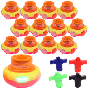 Toyshine 12 Pack Colorful Light & Music Gyro Peg-Top Spinning Tops Kids Children Toy - Multicolor