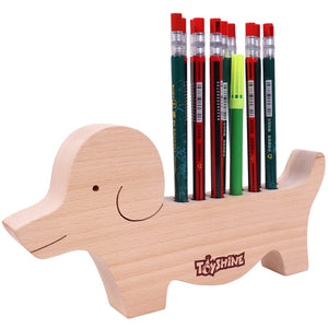 Toyshine Animal Shaped Wooden Pen Pencil Holder|Desk Organizer- Dog
