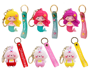 Toyshine 6 Pc Cute keychain Kawaii Cartoon Keychains with Holder Accessories, Backpack Car Key Chain for Boy Girl -Model A
