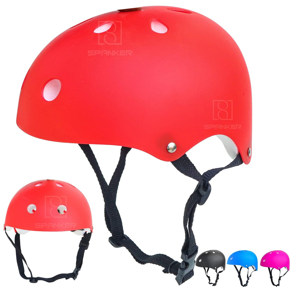 Toyshine Kids Bike Helmet with Tough and Lightweight Shell, Road Cycling, Sports, Skating Helmets with Adjustable - Red SSTP