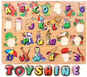Toyshine Pack of 12 Premium Wooden ABC Capital Letters Puzzle Toy
