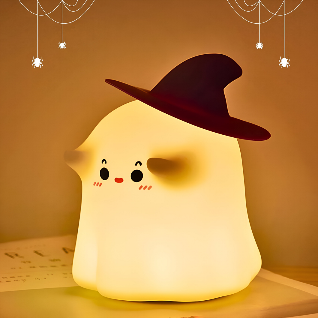 Toyshine Halloween Ghost Night Light Squishy Silicone 3 Level Dimmable LED Rechargeable Touch Lamp with Timer Function for Bedroom & Office