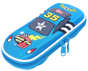 Toyshine Formula Car Hardtop Pencil Case with Compartments - Kids Large Capacity School Supply Organizer Students Stationery Box - Girls Boys Pen Pouch- Light Blue