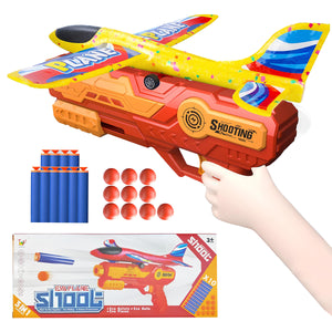 Toyshine 3 in 1 Plane Launcher Toys | Plane, Foam Darts and Foam Ball Shooter | Toy for Kids One-Click Ejection Shooting | Birthday Toy Gift for Boys and Girls