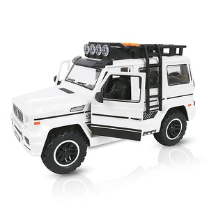 Toyshine 24 * 10cm Friction Powered Jeep with Music and Lights Smooth Push and Go Pretend Play Toy Car inbuilt with Doors Openable Feature Great Gift for Children Boys Girls- White