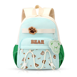 Toyshine 11" Cute Teddy Theme Kindergarten Backpack for Kids Girls Boys Toddler Backpack Preschool Nursery Travel Bag Picnic Bag, Mini Size - Green