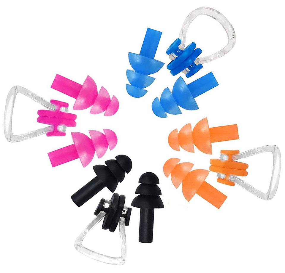 Spanker 4 Sets Waterproof Silicone Swimming Earplugs Nose Clip Plugs,Ear & Nose Protector Swimming Sets ,Color Vay Mary SSTP